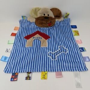 Taggies Lovey Dog Buddy Puppy Dog House Blue Stripe